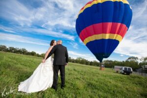 A company getting married about to set sail in a Lancaster Balloon Rides hot air balloon