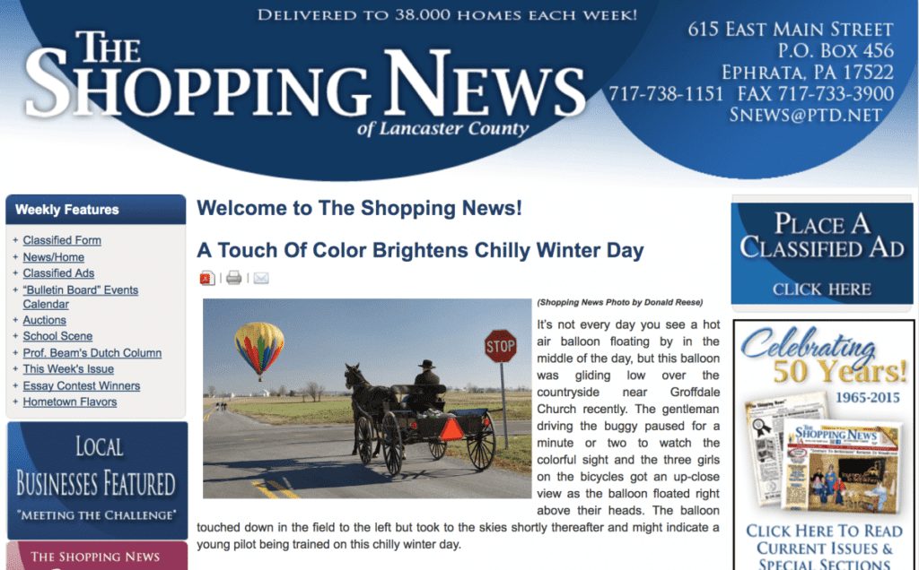 A copy of Shopping News of Lancaster County