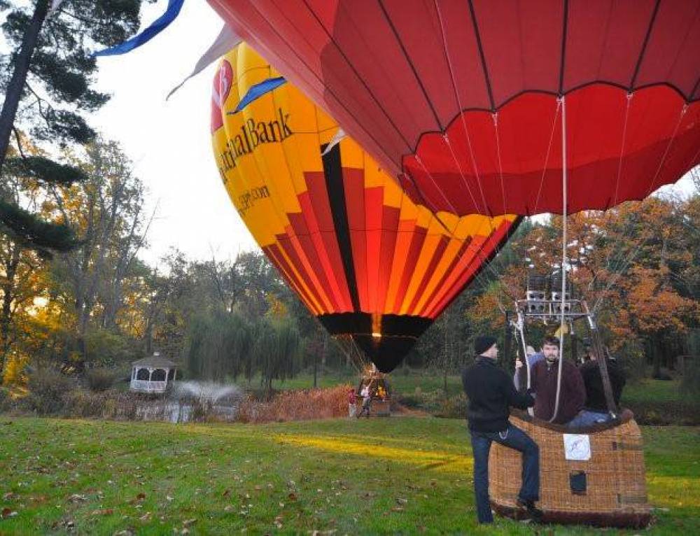 A hot air balloon prepares to take off in Bucks County organized by Lancaster Balloon Rides | Lancaster Balloon Rides