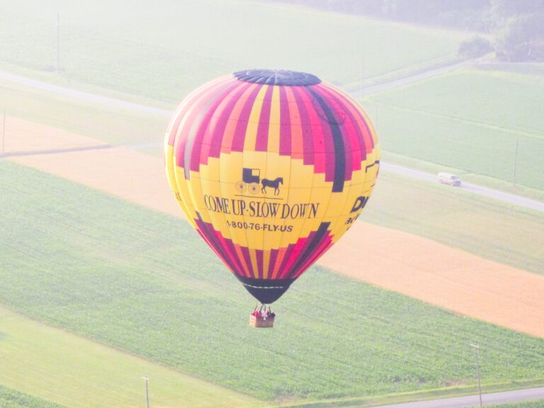 hot air balloon ride in amish countryside