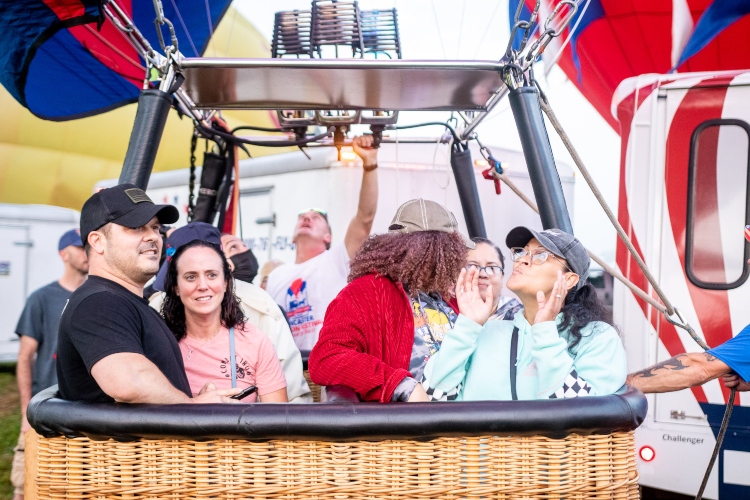 A family flying together on a Lancaster Balloon Rides shared hot air balloon ride.