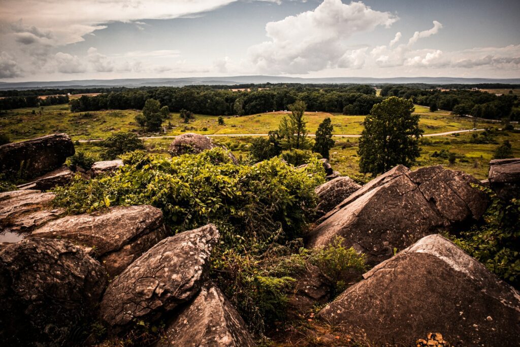 Little Round Top is the smaller of two rocky hills south of Gettysburg