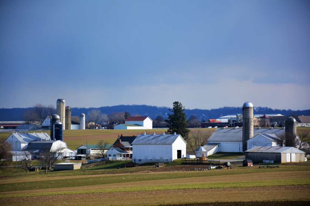 A scenic view of farmland in Lancaster County, PA.