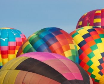 A collection of hot air balloons and a blue sky in West Brandywine ,Chester County PA.