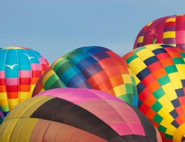 A collection of hot air balloons and a blue sky in West Brandywine ,Chester County PA.